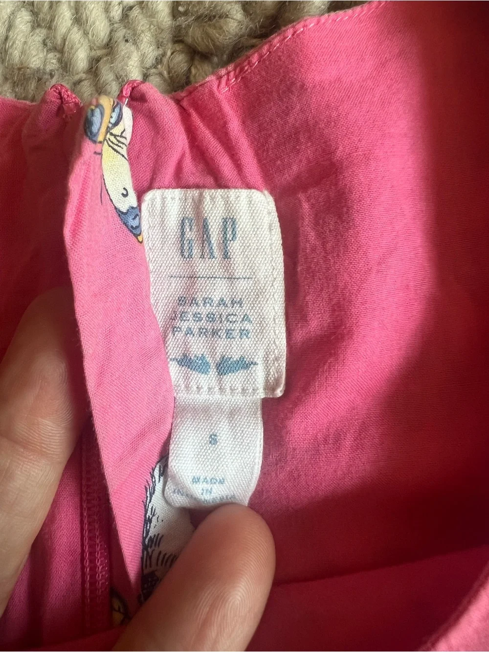GAP Pink Floral & Bunny Short Sleeve Twirl Dress